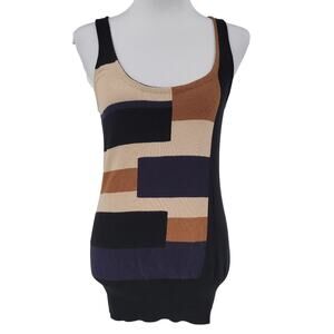 Diane Von Furstenberg Geometric Sweater Tank‎ Top Silk Cotton Euro Summer Sz S